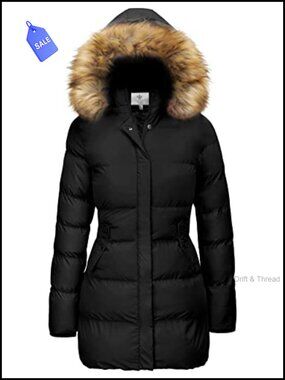 Women's Long Thicken Puffer Parka Coat Faux Fur Hood Winter Warm Jacket
